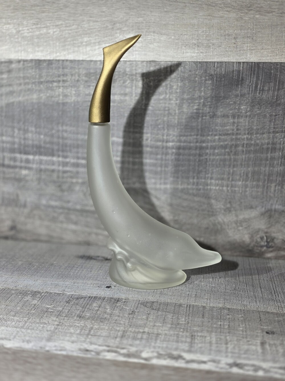 1960s Dolphin Avon Bottle Vtg Bath Oil Empty Frosted Glass Nautical Decor b326